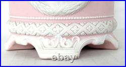 Antique Jasperware Humidor Tobacco Jar Pink with Green Cameo Schafer & Vater c1890 Antique Jasperware Humidor Tobacco Jar Pink with Green Cameo Schafer & Vater c1890