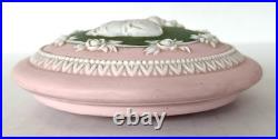 Antique Jasperware Humidor Tobacco Jar Pink with Green Cameo Schafer & Vater c1890 Antique Jasperware Humidor Tobacco Jar Pink with Green Cameo Schafer & Vater c1890