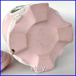 Antique Jasperware Humidor Tobacco Jar Pink with Green Cameo Schafer & Vater c1890 Antique Jasperware Humidor Tobacco Jar Pink with Green Cameo Schafer & Vater c1890