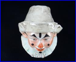 Antique Jester Clown Majolica Pottery Humidor Tobacco Jar Austrian