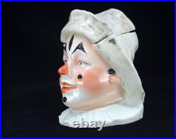 Antique Jester Clown Majolica Pottery Humidor Tobacco Jar Austrian