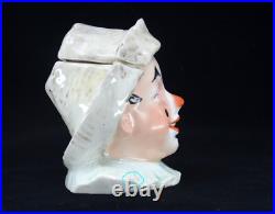 Antique Jester Clown Majolica Pottery Humidor Tobacco Jar Austrian