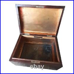 Antique Jewett Humidor Copper Lined Wood Large with Plaque