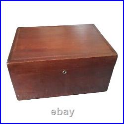 Antique Jewett Humidor Copper Lined Wood Large with Plaque