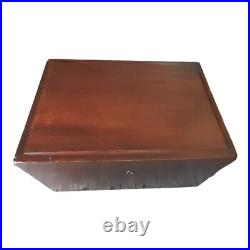 Antique Jewett Humidor Copper Lined Wood Large with Plaque Antique Jewett Humidor Copper Lined Wood Large with Plaque