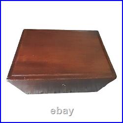 Antique Jewett Humidor Copper Lined Wood Large with Plaque