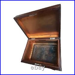 Antique Jewett Humidor Copper Lined Wood Large with Plaque