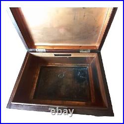 Antique Jewett Humidor Copper Lined Wood Large with Plaque Antique Jewett Humidor Copper Lined Wood Large with Plaque
