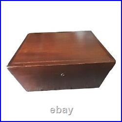 Antique Jewett Humidor Copper Lined Wood Large with Plaque Antique Jewett Humidor Copper Lined Wood Large with Plaque