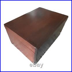 Antique Jewett Humidor Copper Lined Wood Large with Plaque Antique Jewett Humidor Copper Lined Wood Large with Plaque