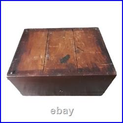 Antique Jewett Humidor Copper Lined Wood Large with Plaque Antique Jewett Humidor Copper Lined Wood Large with Plaque