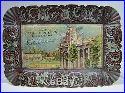 Antique KARL MILLER GROCERIES FINE CIGARS MEYERSDALE Pa Tin Litho Tip Card Tray