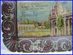 Antique KARL MILLER GROCERIES FINE CIGARS MEYERSDALE Pa Tin Litho Tip Card Tray