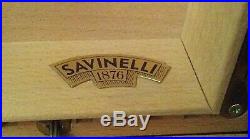 Antique Large 1876 Black Lacquer Designed Savinelli Cigar Humidor Box
