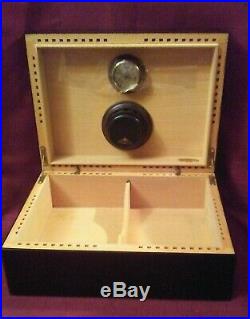 Antique Large 1876 Black Lacquer Designed Savinelli Cigar Humidor Box