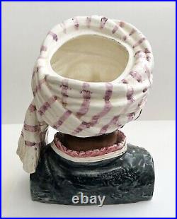 Antique Large Ceramic Tobacco Humidor Arabic Man Beard Headdress 10 High