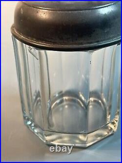 Antique Lidded Glass Tobacco Jar, Cigar, Humidor w Elegant Horse Finial