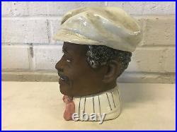 Antique Likely Austrian Pottery Blackamoor Black Man in Hat Tobacco Humidor Jar
