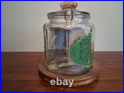 Antique Lucky Strike Glass Tobacco Humidor Jar With Pipe Stand Used Condition Antique Lucky Strike Glass Tobacco Humidor Jar With Pipe Stand Used Condition