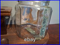 Antique Lucky Strike Glass Tobacco Humidor Jar With Pipe Stand Used Condition