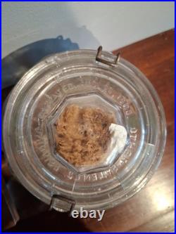 Antique Lucky Strike Glass Tobacco Humidor Jar With Pipe Stand Used Condition