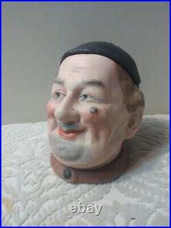 Antique MONK German BISQUE Porcelain Figural Tobacco Jar w Lid Fab Face FINE