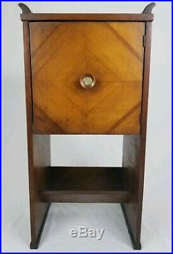 Antique Mahogany Art Deco Tobacco Humidor Smoking Stand Cabinet Pipe Cigar Table