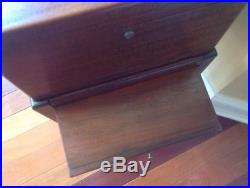 Antique Mahogany Cigar Humidor On Stand Slide Out Shelf Brass Hardware Handles