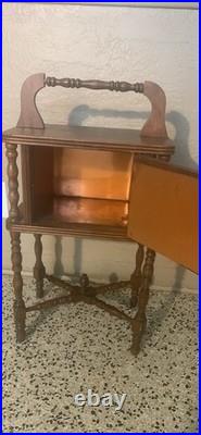 Antique Mahogany Hand Carved Humidor Copper Lined Inside