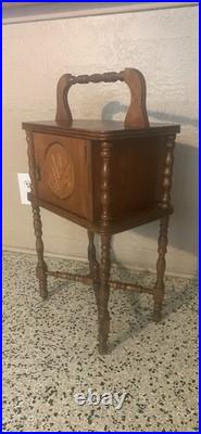 Antique Mahogany Hand Carved Humidor Copper Lined Inside
