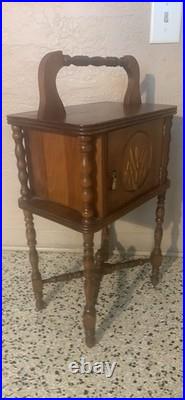 Antique Mahogany Hand Carved Humidor Copper Lined Inside
