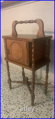 Antique Mahogany Hand Carved Humidor Copper Lined Inside