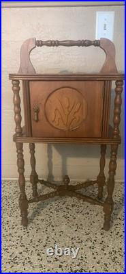 Antique Mahogany Hand Carved Humidor Copper Lined Inside