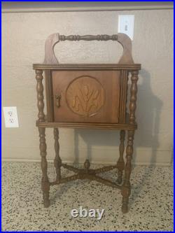Antique Mahogany Hand Carved Humidor Copper Lined Inside