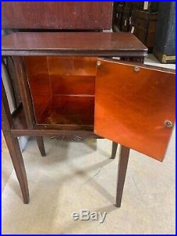 Antique Mahogany Smoke Stand Table Tobacciana Cigar humidor chest