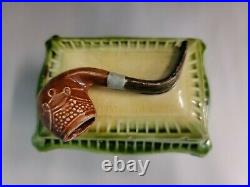 Antique Majolica Humidor Austrian Pipe Tobacco Jar Humidor c. 1800s