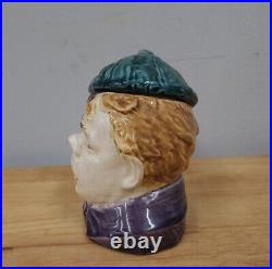Antique Majolica Humidor Tobacco Jar Figural Man With Pipe and Cap