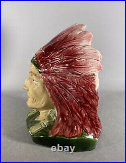 Antique Majolica Indian Chief Large Size Tobacco Humidor