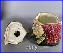 Antique Majolica Indian Chief Large Size Tobacco Humidor