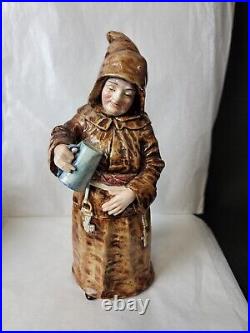 Antique Majolica Monk FriarTabacco Jar Humidor