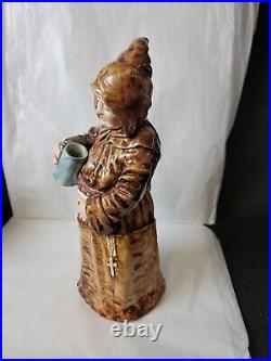 Antique Majolica Monk FriarTabacco Jar Humidor