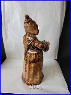 Antique Majolica Monk FriarTabacco Jar Humidor