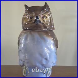 Antique Majolica Owl Figural Tobacco Jar Humidor Germany 7 Art Nouveau