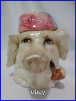 Antique Majolica Pig with Pipe Figural Tobacco Jar Humidor Antique Majolica Pig with Pipe Figural Tobacco Jar Humidor