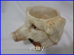 Antique Majolica Pig with Pipe Figural Tobacco Jar Humidor Antique Majolica Pig with Pipe Figural Tobacco Jar Humidor