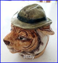 Antique Majolica Pottery Tobacco Jar Tigar Dick Impressed 1899