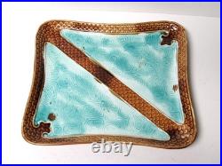 Antique Majolica Smoking Set with Tobacco Jar/Humidor 4 Pieces