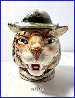 Antique Majolica Tiger Dick Humidor c. 1800's Pottery German Austria