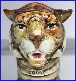 Antique Majolica Tiger Humidor Early European Pottery Tobbacciana German Austria
