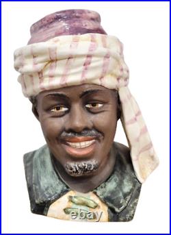Antique Majolica Tobacco Humidor Jar Arab Man In Turban